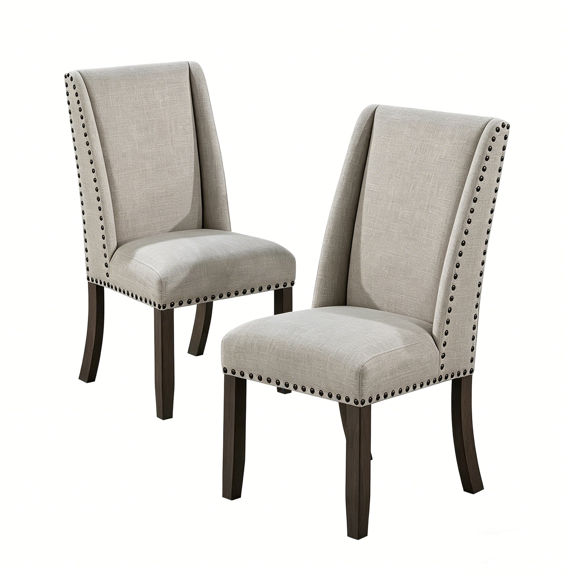 Gray Upholstered Dining Chairs Set of 2 Classic Design