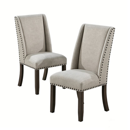 Gray Upholstered Dining Chairs Set of 2 Classic Design