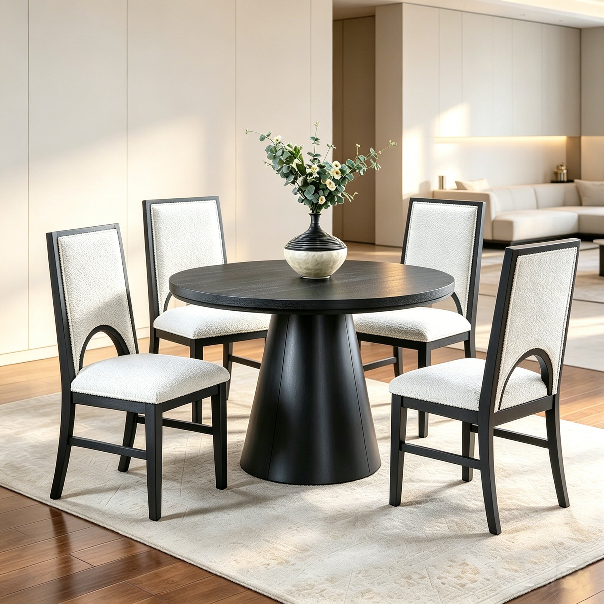 Black & White Upholstered Dining Chairs - Set of 2 for Dining Room