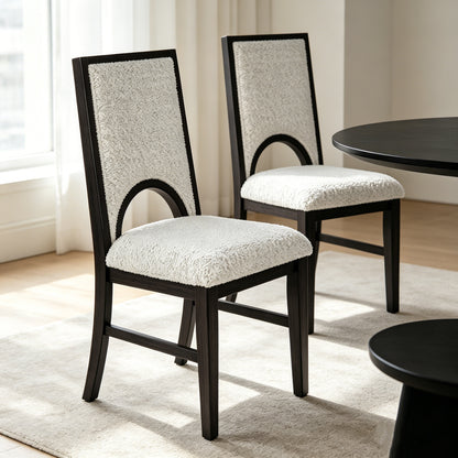 Black & White Upholstered Dining Chairs - Set of 2 for Dining Room