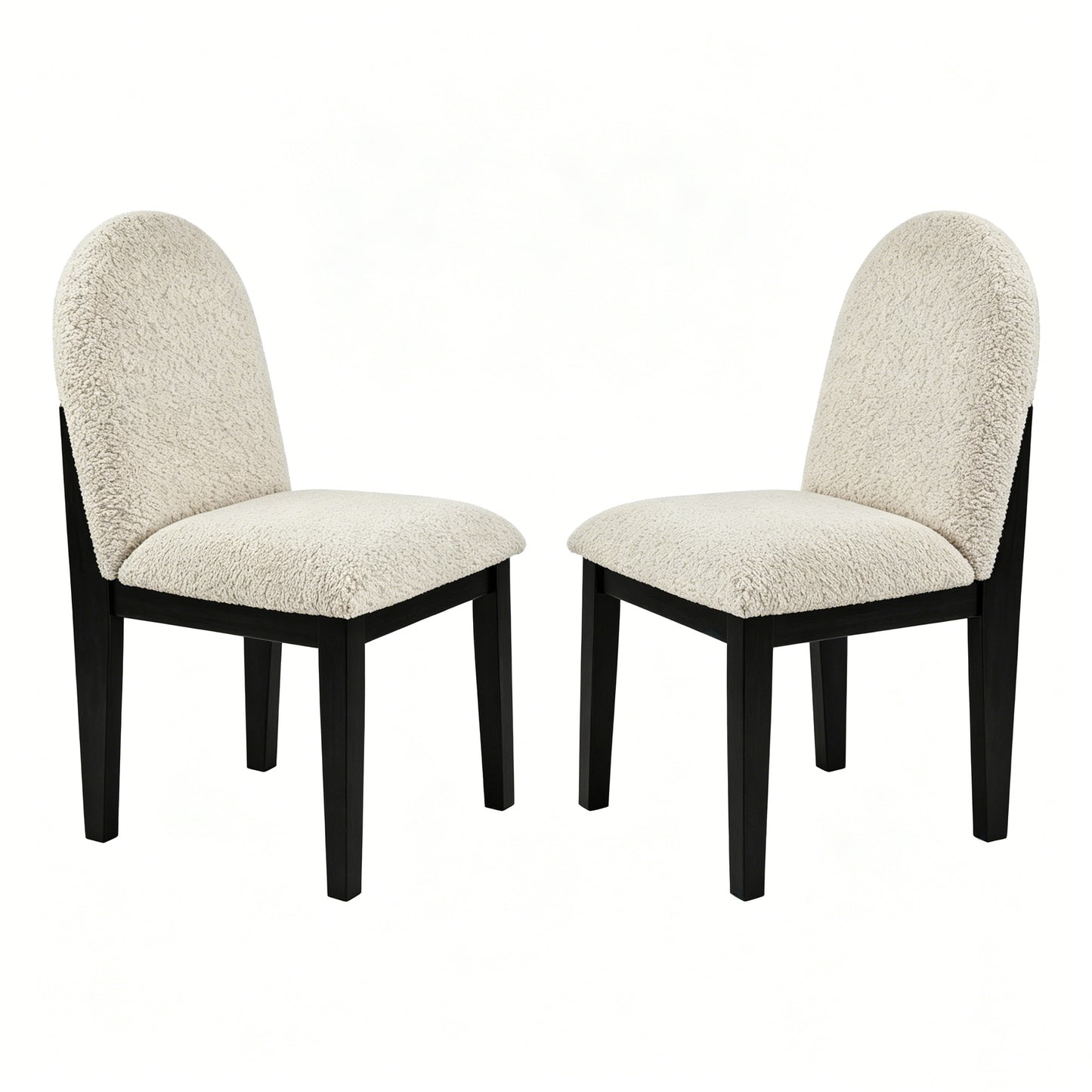 Black & White Dining Chairs Set of 2 Modern Style