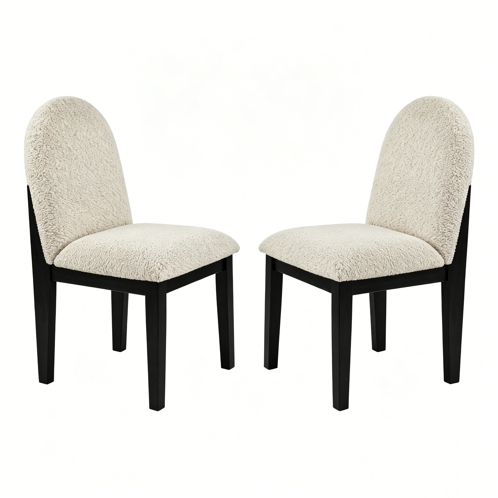 Black & White Dining Chairs Set of 2 Modern Style