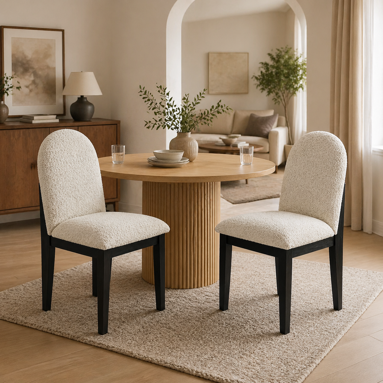 Black & White Dining Chairs Set of 2 Modern Style