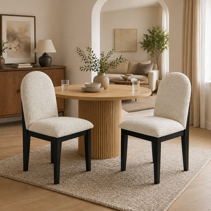 Black & White Dining Chairs Set of 2 Modern Style