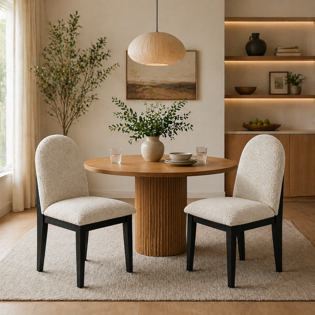 Black & White Dining Chairs Set of 2 Modern Style
