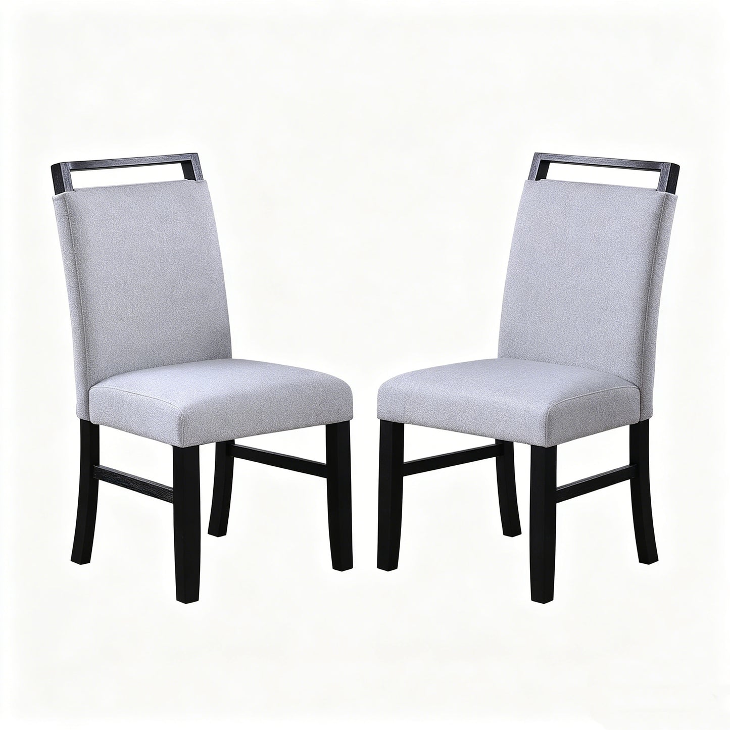 Charcoal Rubberwood Dining Chairs Set of 2 with Wood Handles