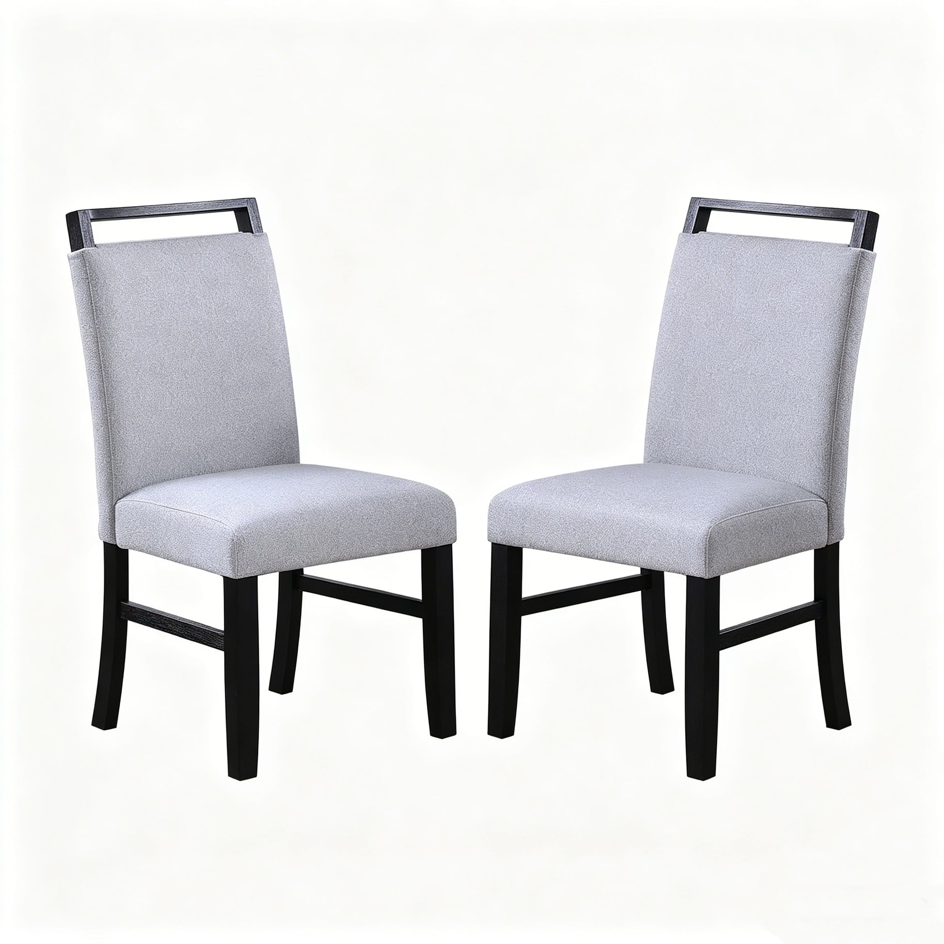 Charcoal Rubberwood Dining Chairs Set of 2 with Wood Handles