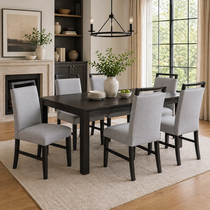 Charcoal Rubberwood Dining Chairs Set of 2 with Wood Handles
