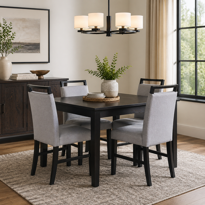 Charcoal Rubberwood Dining Chairs Set of 2 with Wood Handles