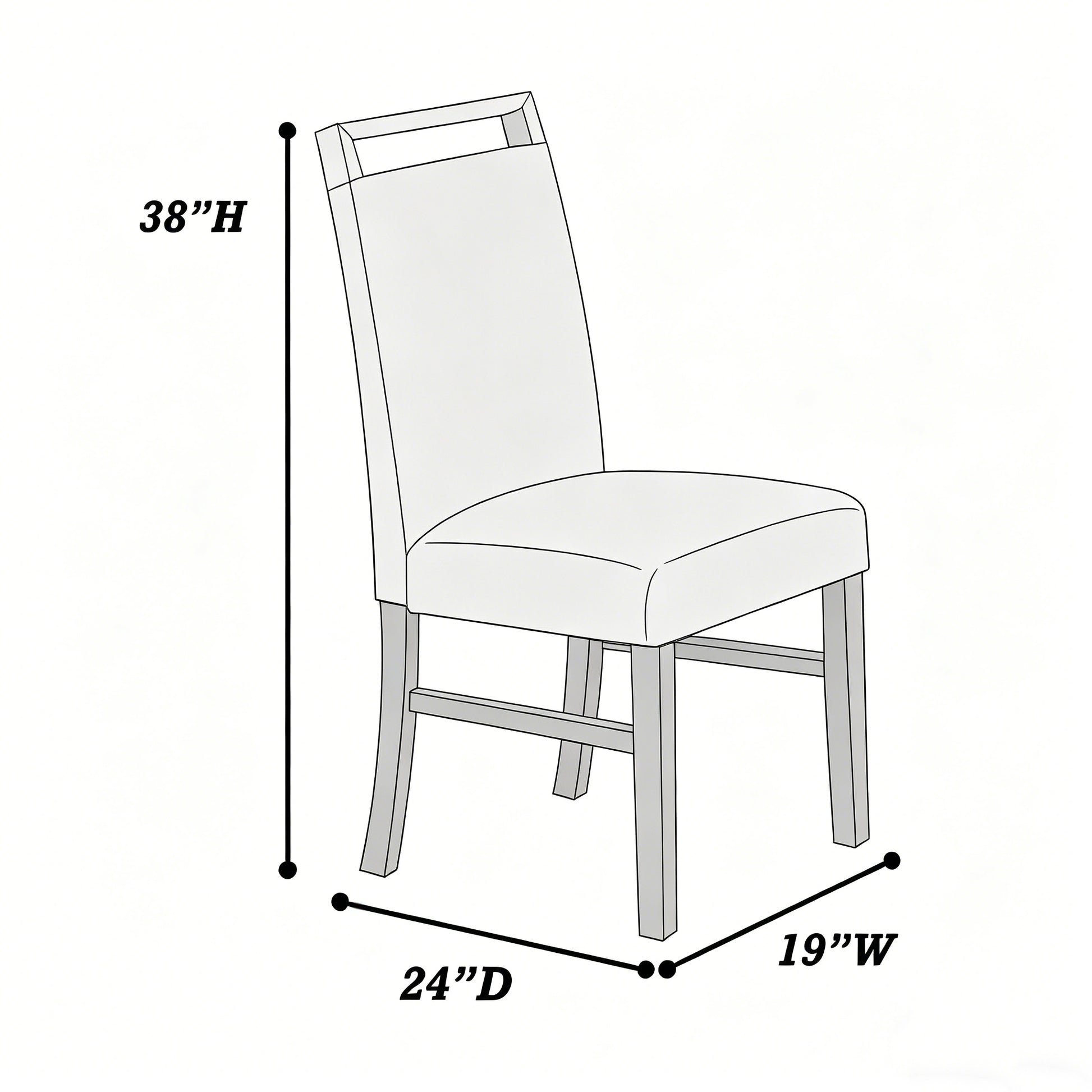 Charcoal Rubberwood Dining Chairs Set of 2 with Wood Handles