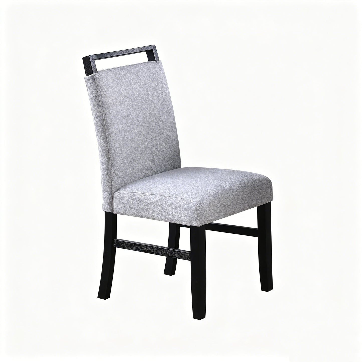Set of 2 Modern Upholstered Dining Chairs with Wooden Pull Handle, Solid Wood Frame, Charcoal Fabric
