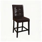 Set of 2 Counter Height Dining Chairs, Upholstered Faux Leather, Tufted High Back, Solid Wood Frame, 24" Seat Height