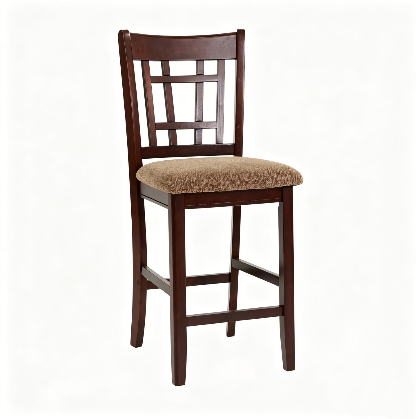 Set of 2 Counter Height Chairs, Solid Wood Frame, Upholstered Seat, 24" Seat Height, Kitchen Island Bar Stools