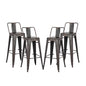 24"Metal Barstool,Country Rustic Style with Back, Kitchen Counter Bar Stool, Lightweight & Sturdy Build, Set of 4 -Matte Black