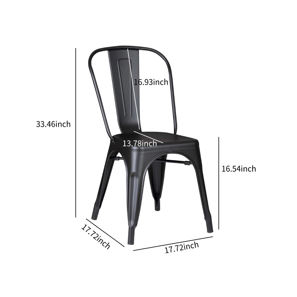 Set of 2 Matte Black Dining Chairs - Metal Bar Stools