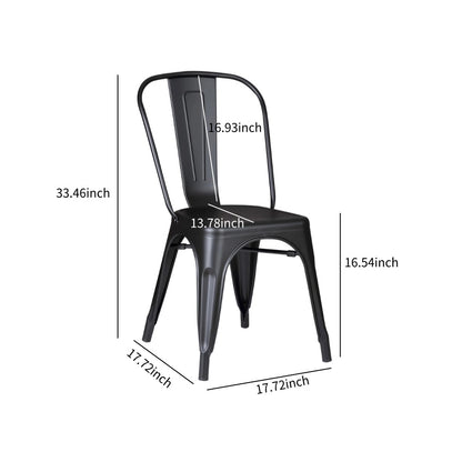 Set of 2 Matte Black Dining Chairs - Metal Bar Stools