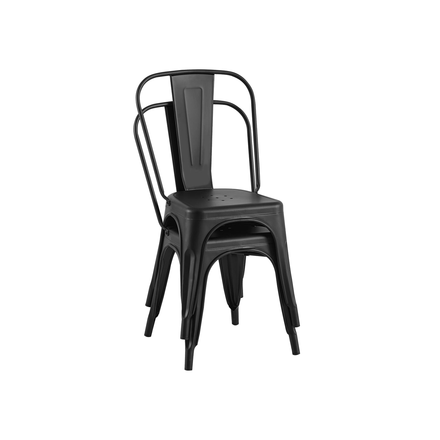 Set of 2 Matte Black Dining Chairs - Metal Bar Stools