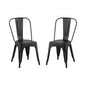 Set of 2 Matte Black Industrial Metal Dining Chairs 18 Inch Seat Height Stackable, Indoor Outdoor, Lightweight Easy-Clean Surface, Easy Assembly, Durable Modern Design, For Kitchen Restaurant