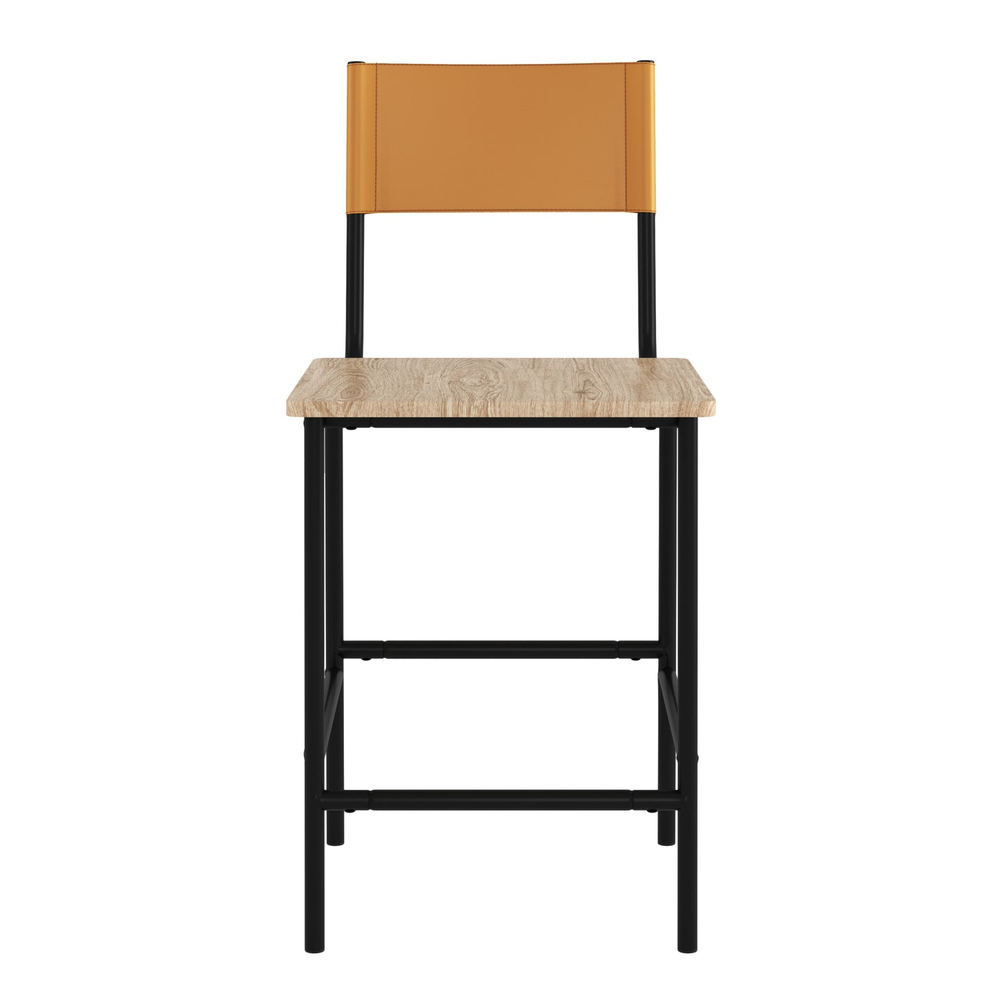 Industrial Bar Stools with Black Metal Frame for Dining Room