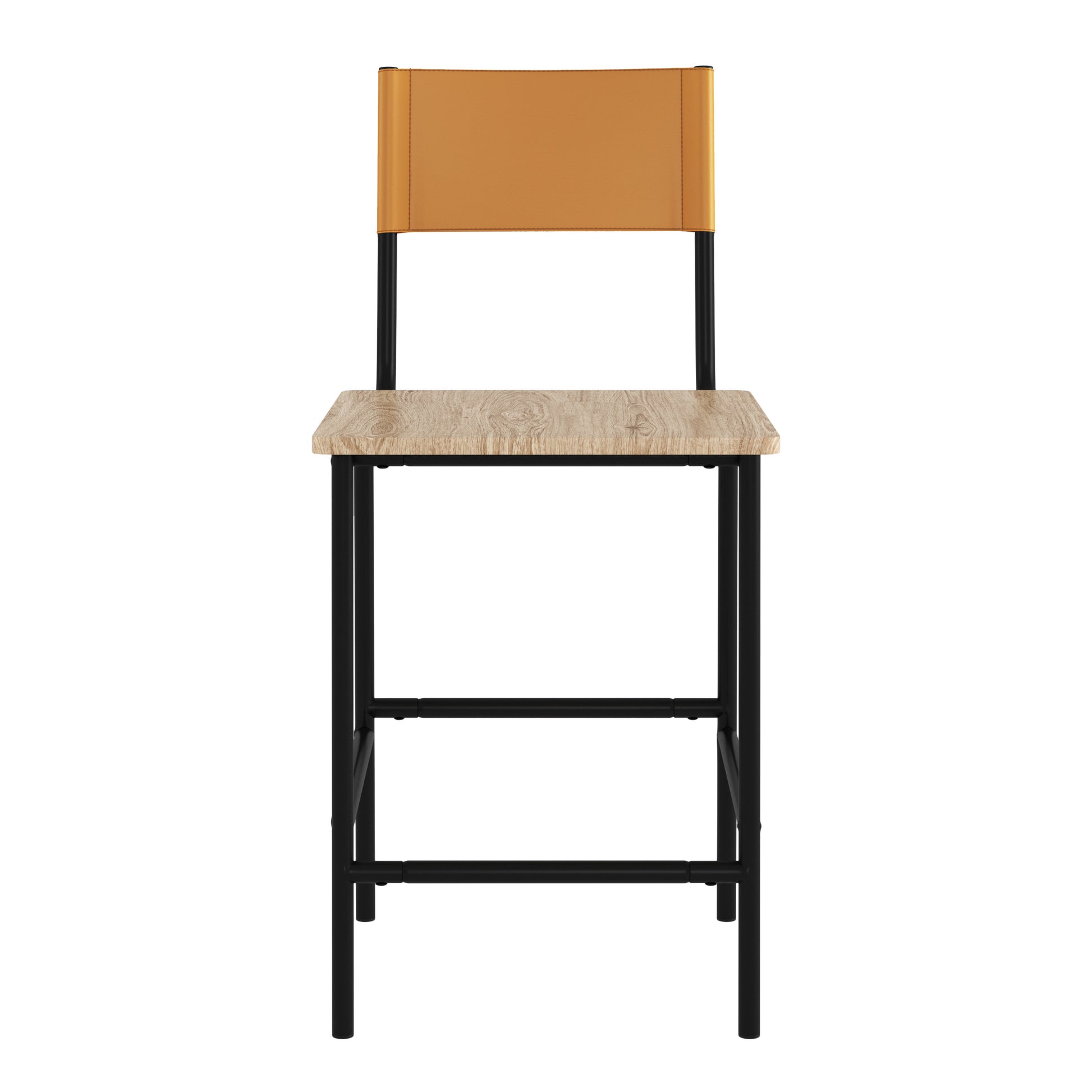 Industrial Bar Stools with Black Metal Frame for Dining Room