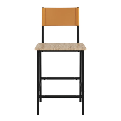 Industrial Bar Stools with Black Metal Frame for Dining Room