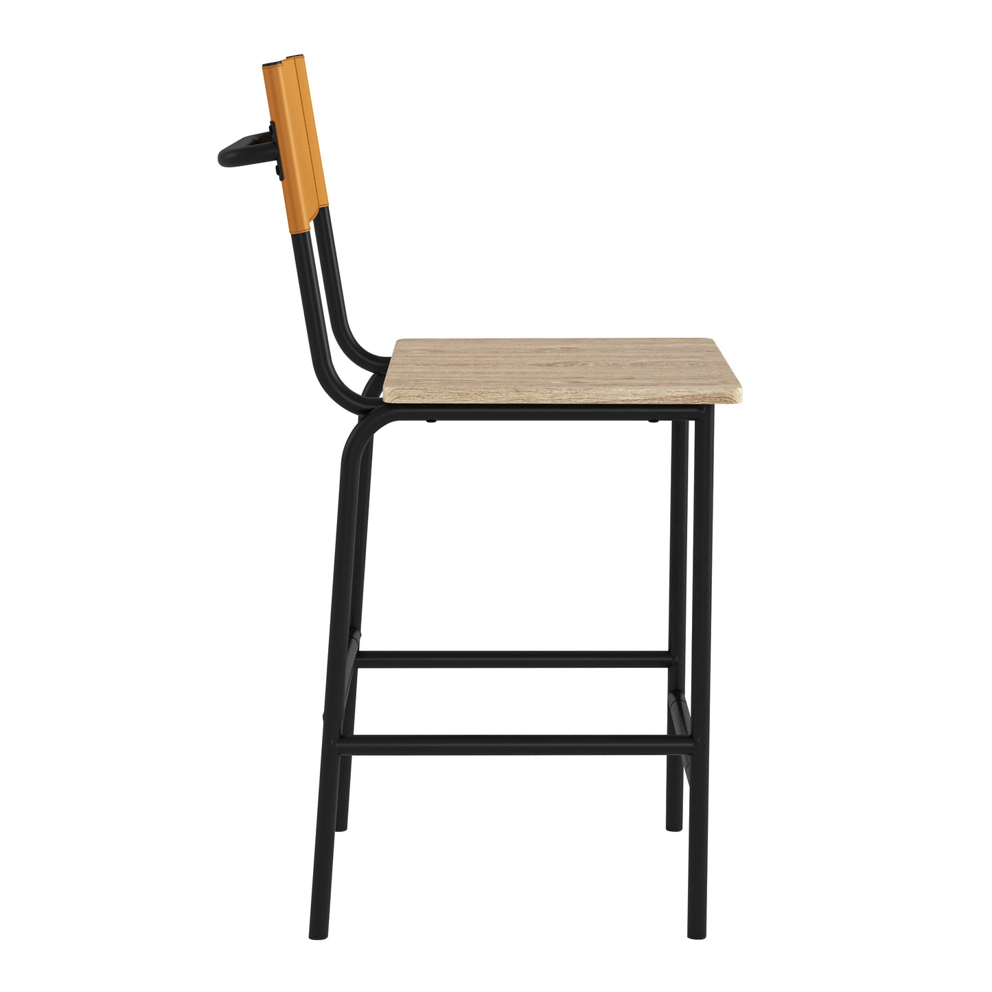 Industrial Bar Stools with Black Metal Frame for Dining Room