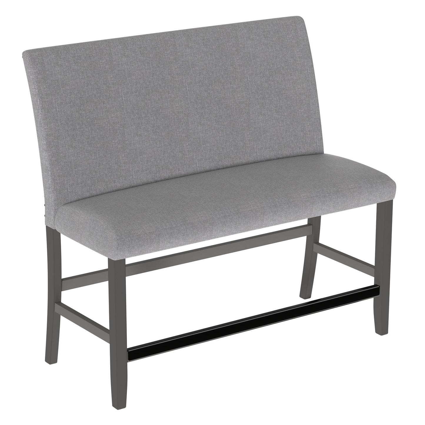 Gray Upholstered Bench With Back