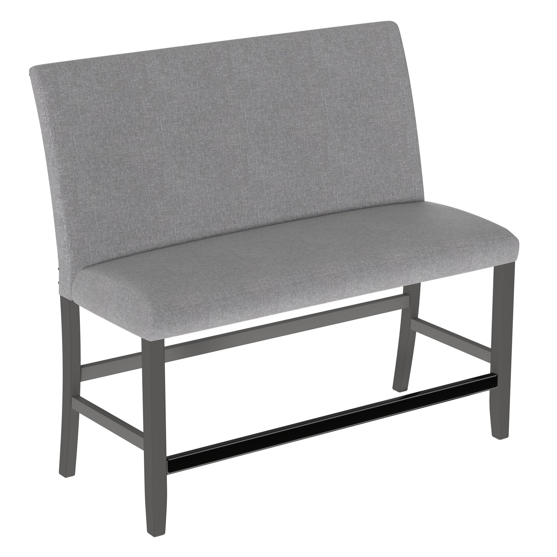 Gray Upholstered Bench With Back