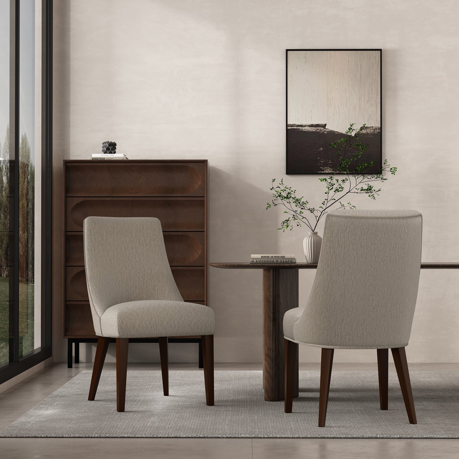 Taupe Rubber Wood Dining Chairs - Set of 2