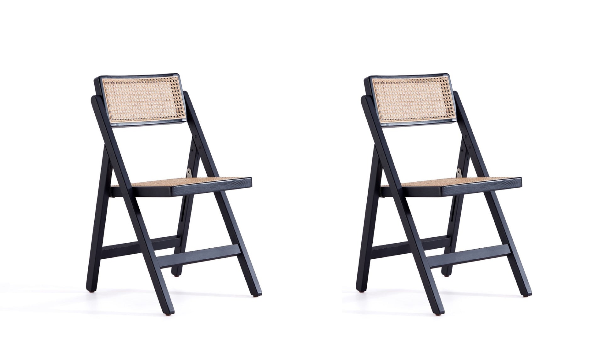 Folding Chair - Set of 2 in Black and Natural