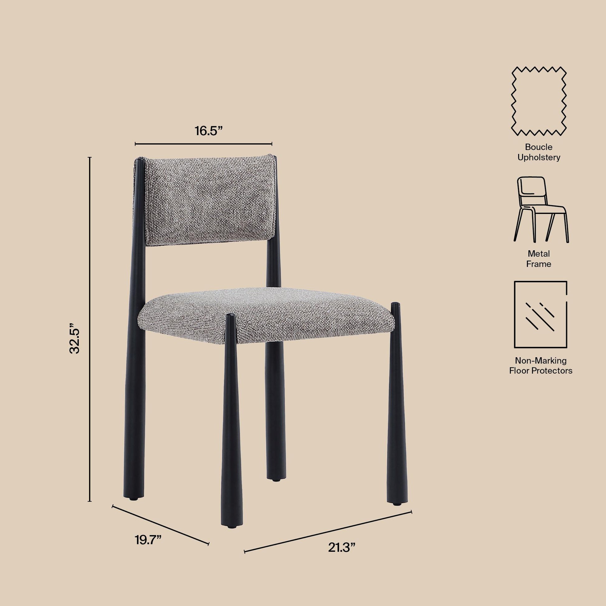 Mushroom Metal Dining Chair - Set of 2