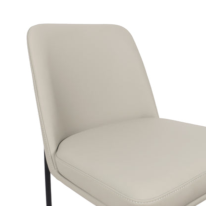 Stone Gray Metal Dining Chairs Set of 2 with Vegan Leather for Dining Room