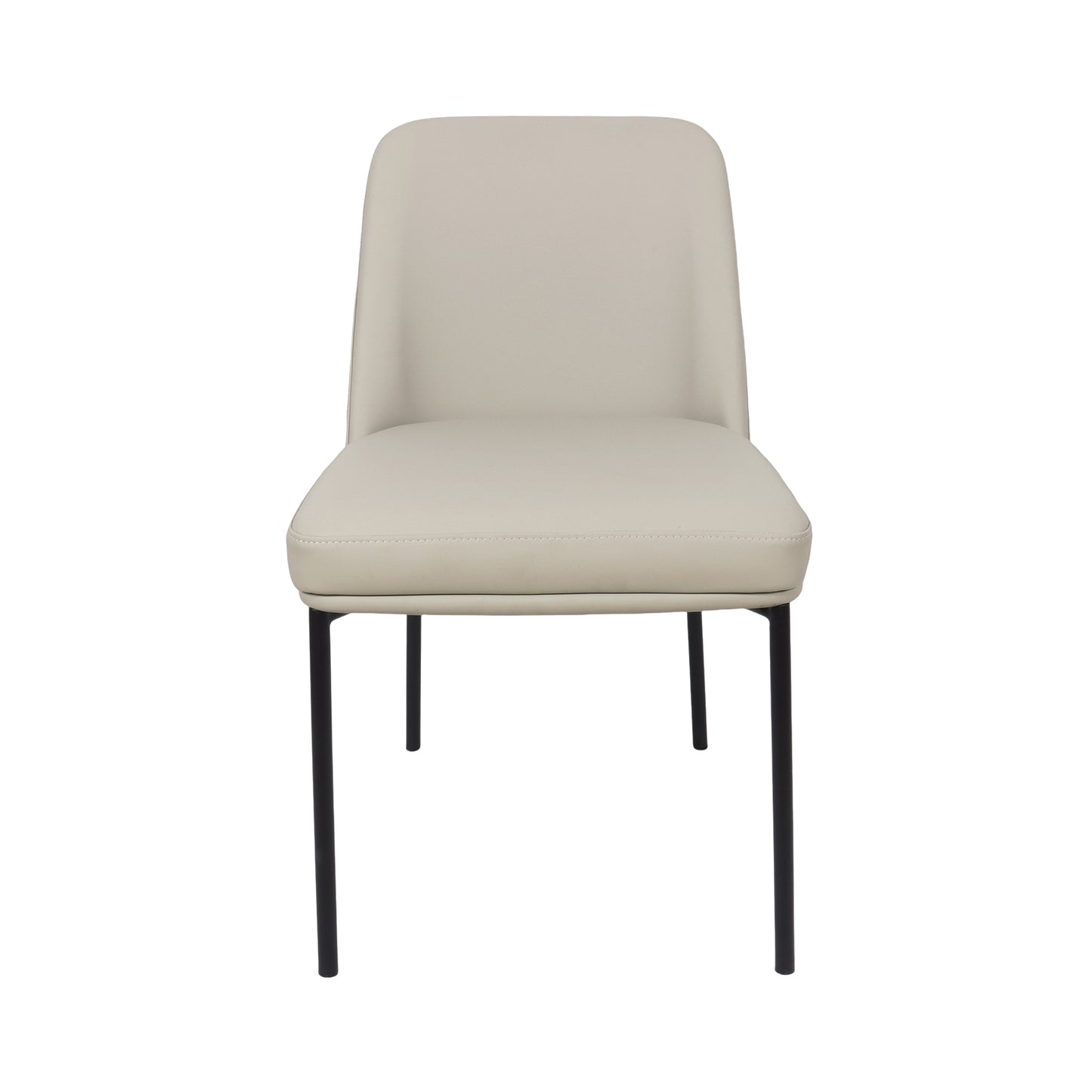 Stone Gray Metal Dining Chairs Set of 2 with Vegan Leather for Dining Room