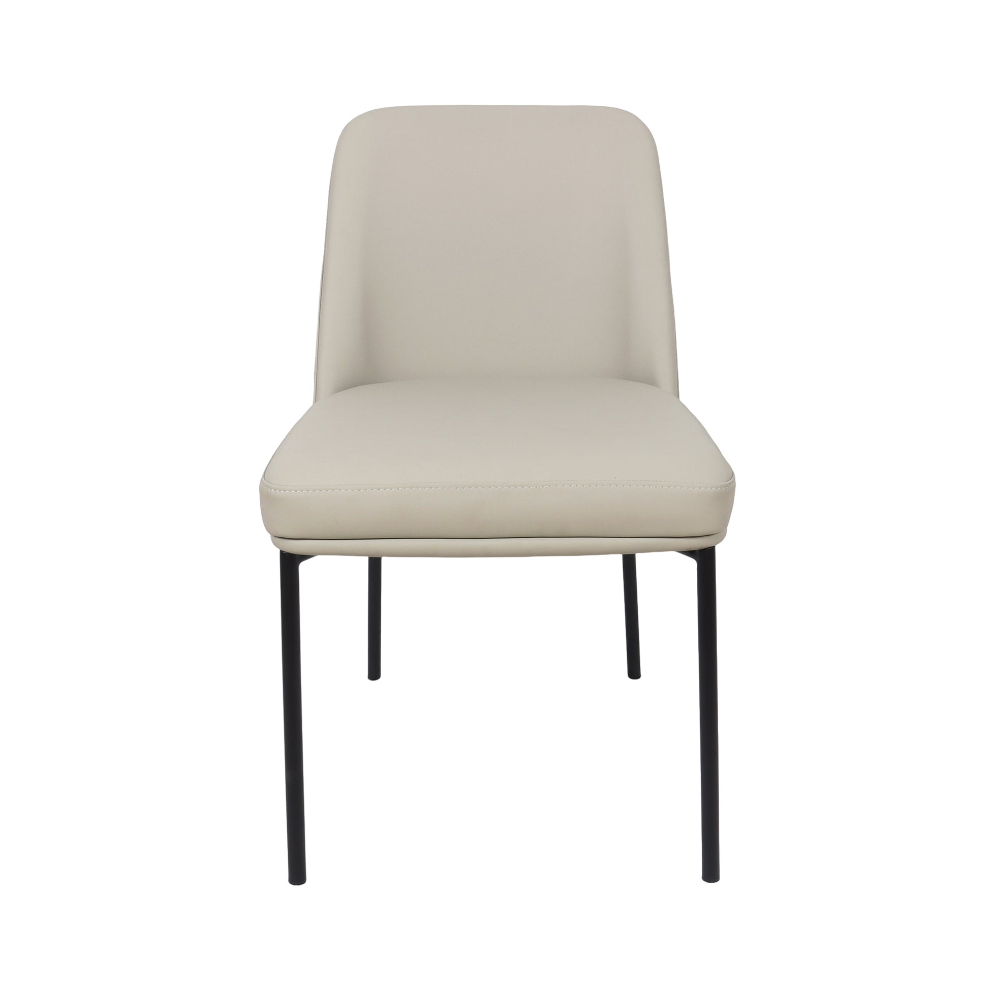 Stone Gray Metal Dining Chairs Set of 2 with Vegan Leather for Dining Room