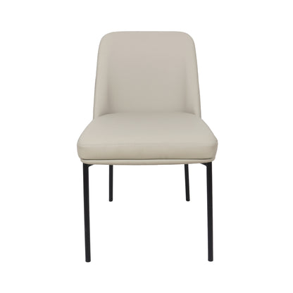 Stone Gray Metal Dining Chairs Set of 2 with Vegan Leather for Dining Room