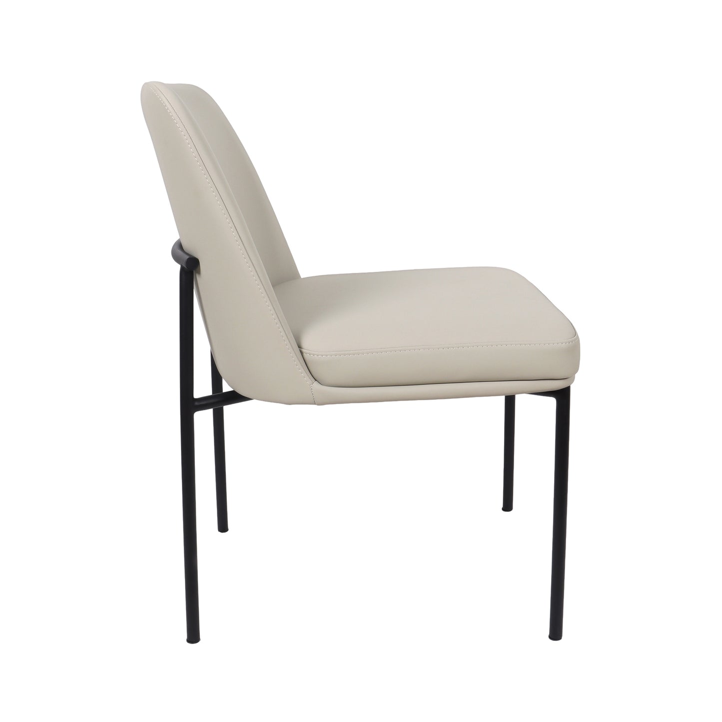 Stone Gray Metal Dining Chairs Set of 2 with Vegan Leather for Dining Room