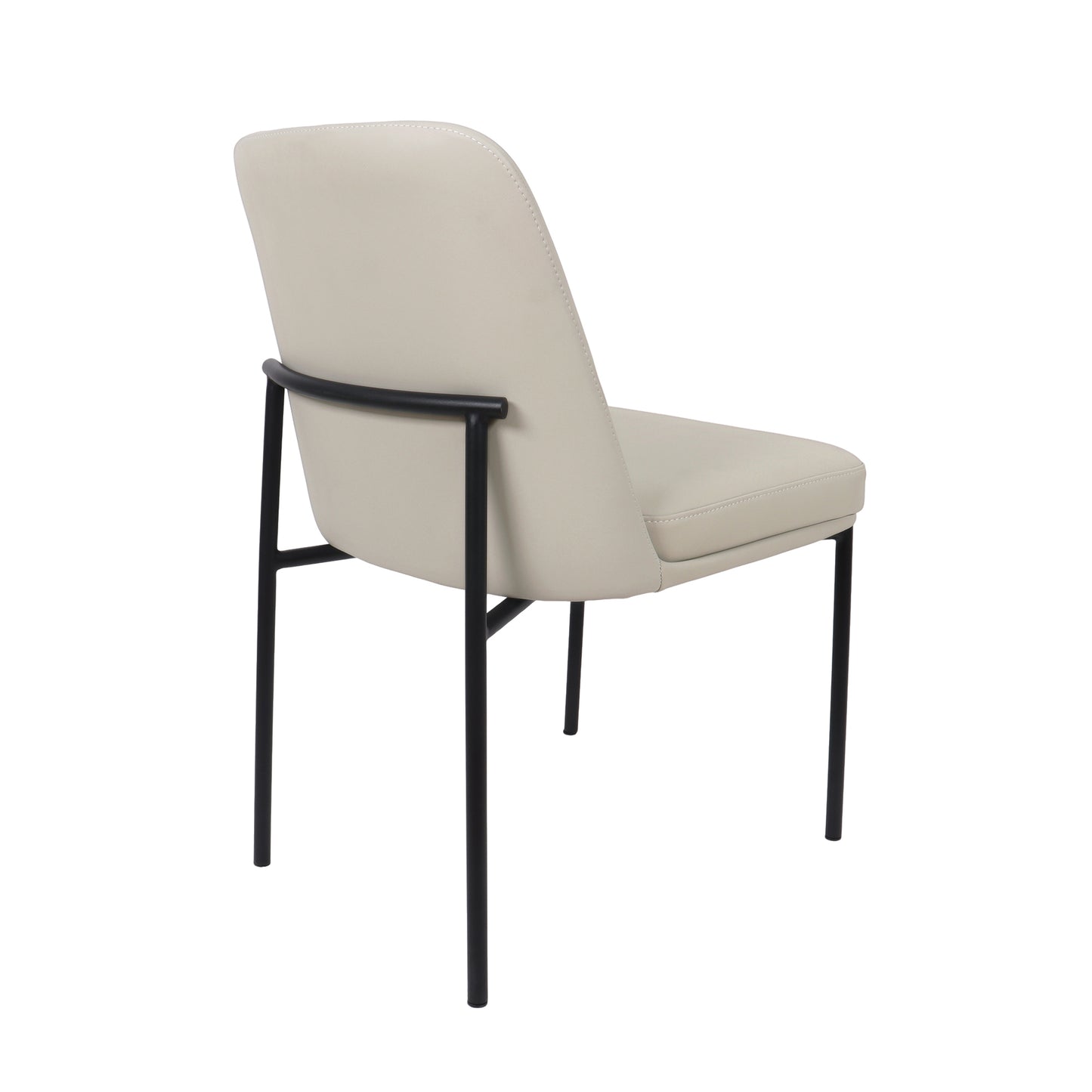 Stone Gray Metal Dining Chairs Set of 2 with Vegan Leather for Dining Room