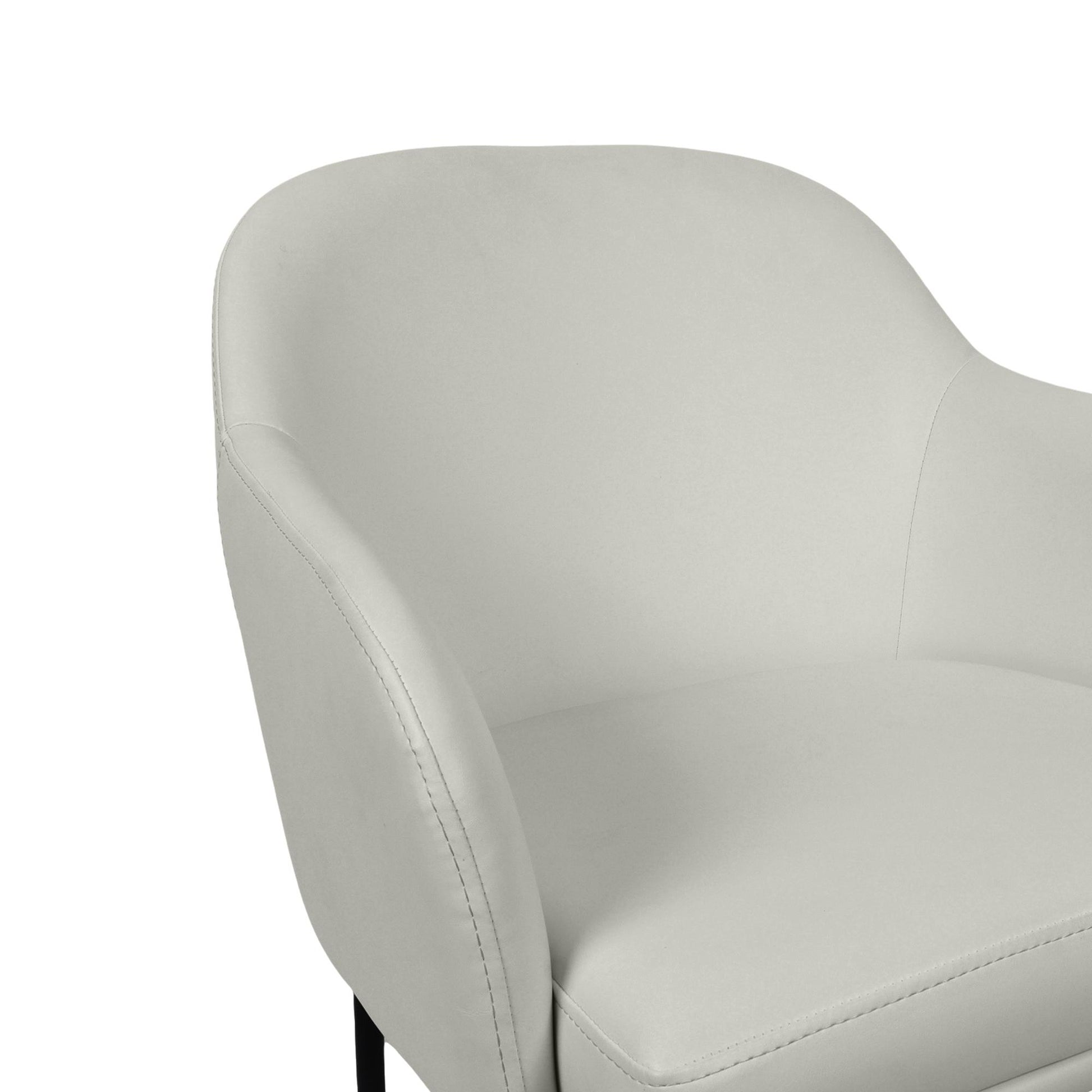 Modern Stone Gray Metal Dining Chairs Set | Vegan Leather Seating