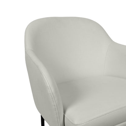 Modern Stone Gray Metal Dining Chairs Set | Vegan Leather Seating