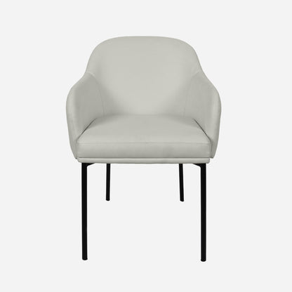 Modern Stone Gray Metal Dining Chairs Set | Vegan Leather Seating