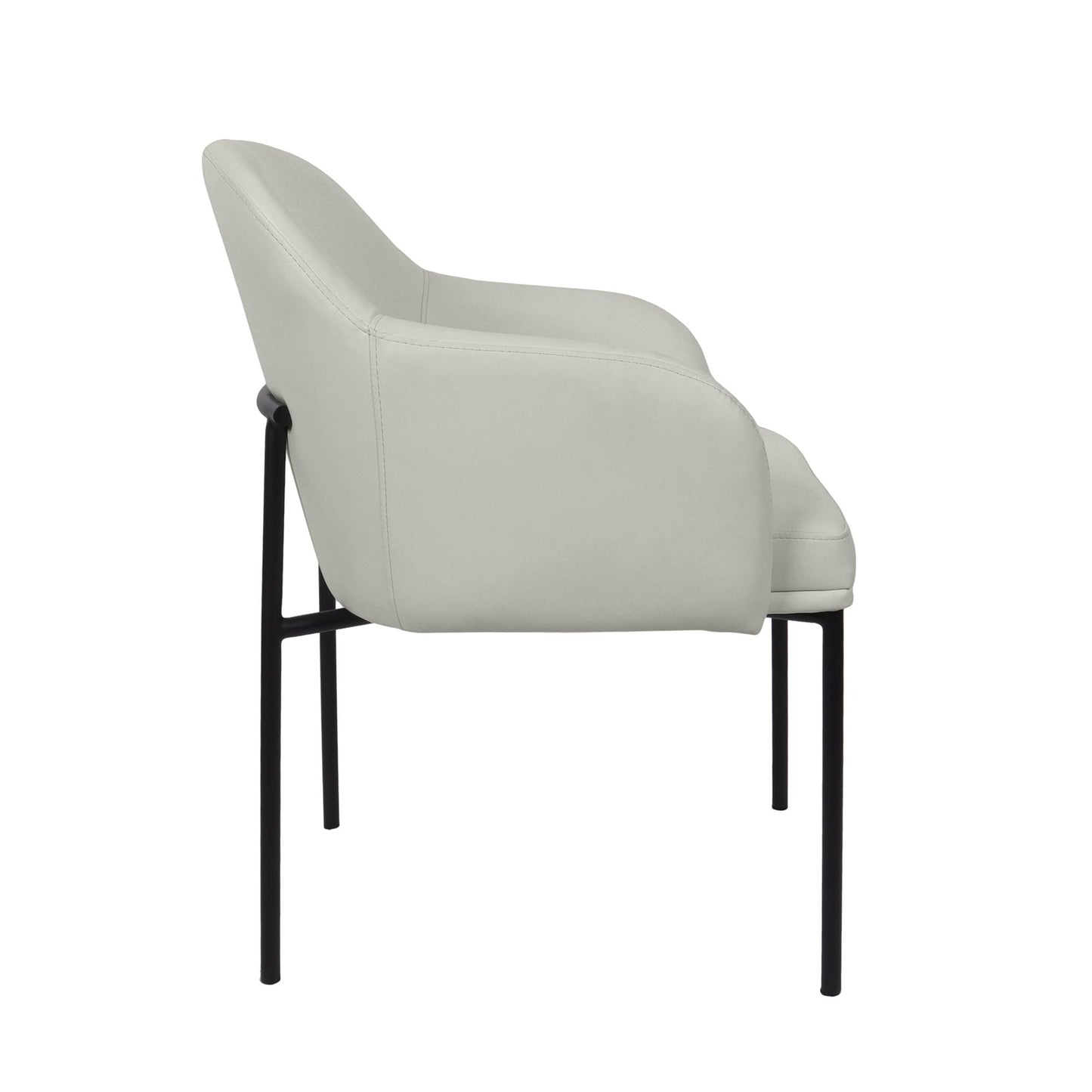 Modern Stone Gray Metal Dining Chairs Set | Vegan Leather Seating