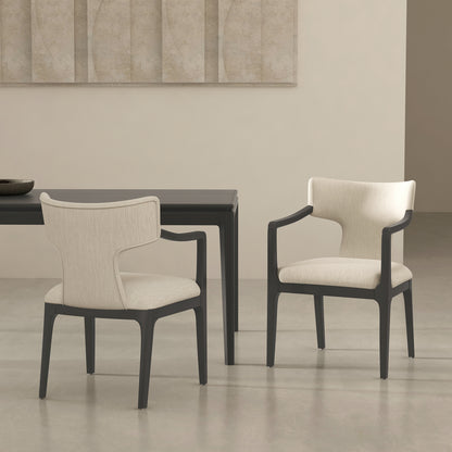 Cream Wooden Dining Chair with Chenille Cushion for Dining Room Seating