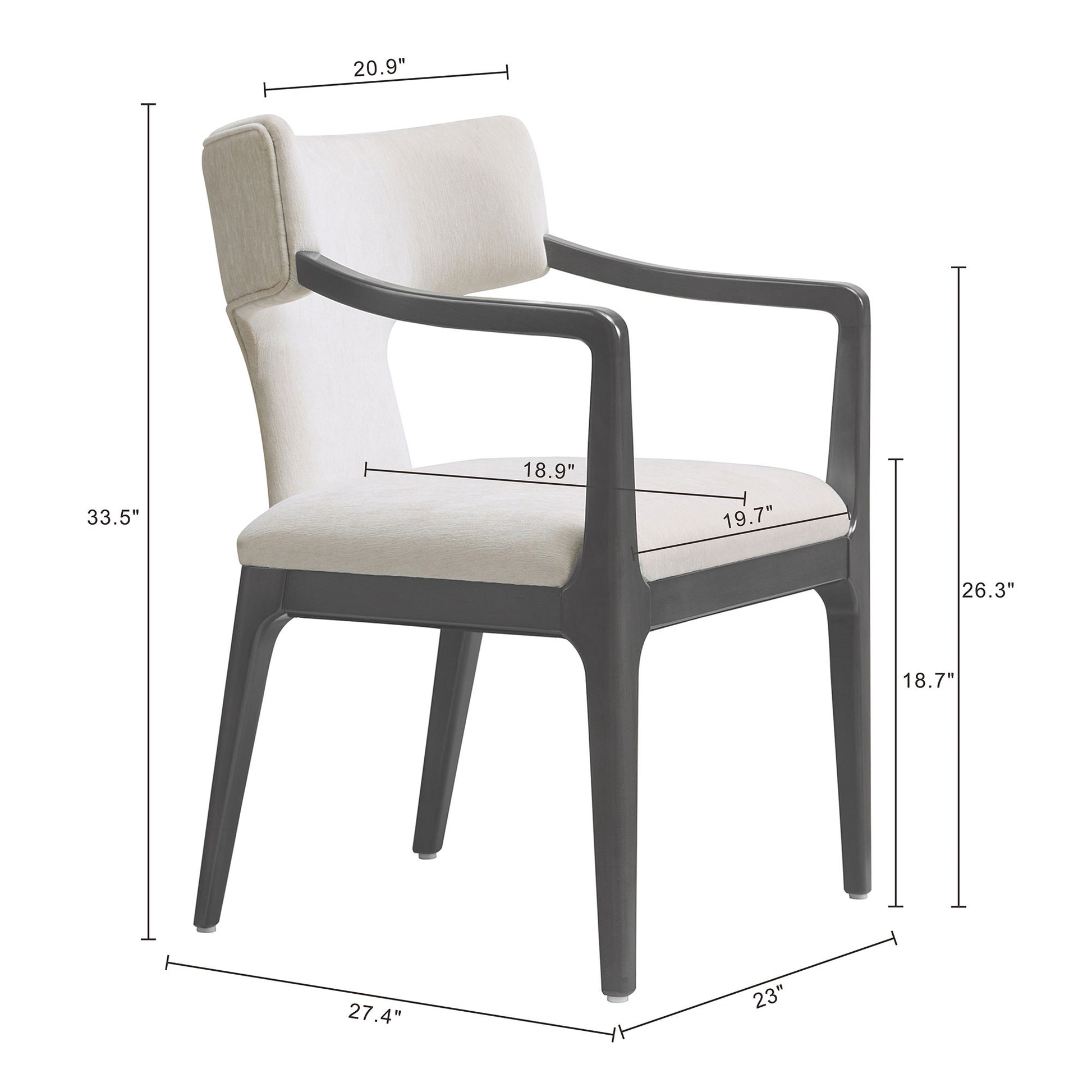 Cream Wooden Dining Chair with Chenille Cushion for Dining Room Seating
