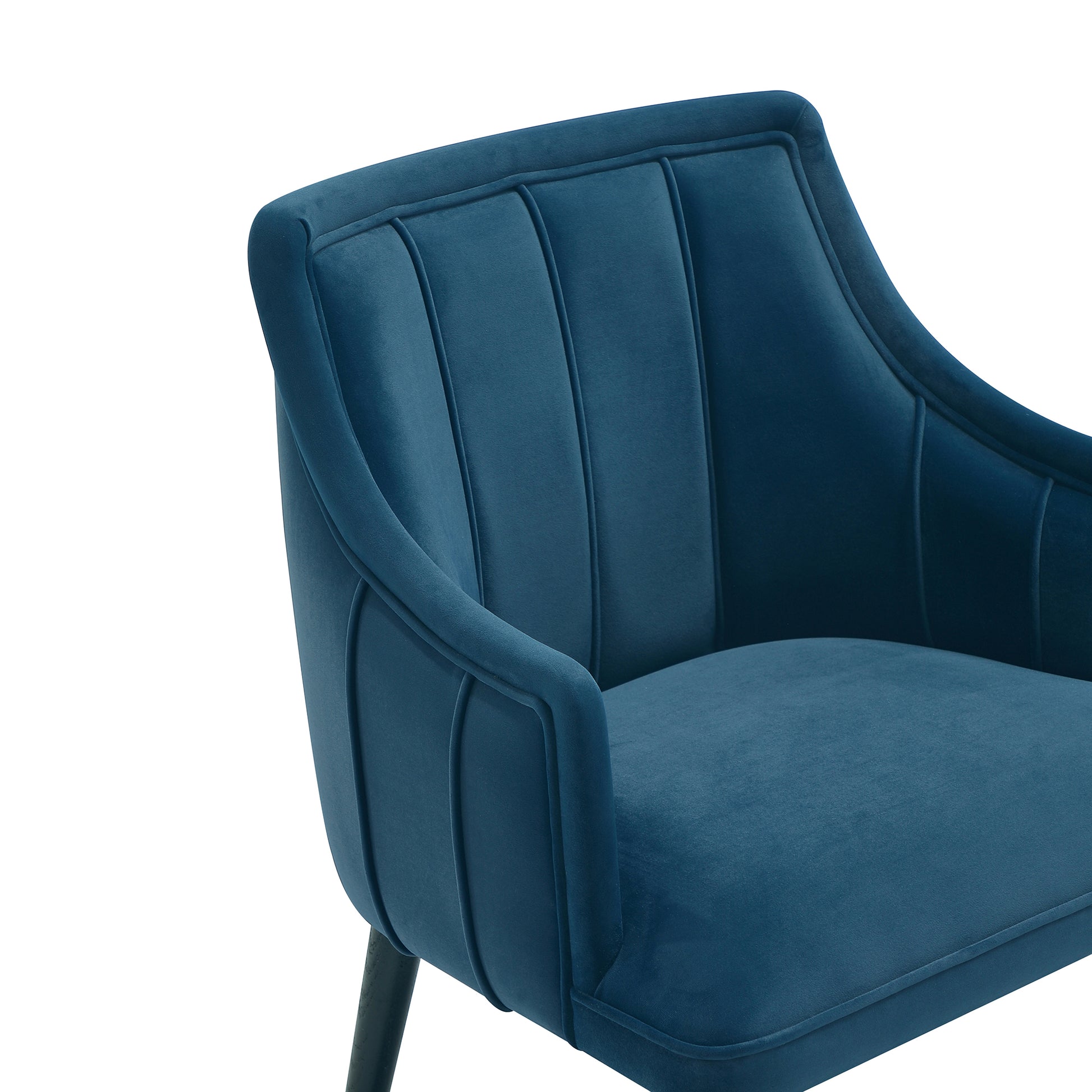 Dark Blue Velvet Dining Chair with Solid Wood Frame for Kitchen Storage