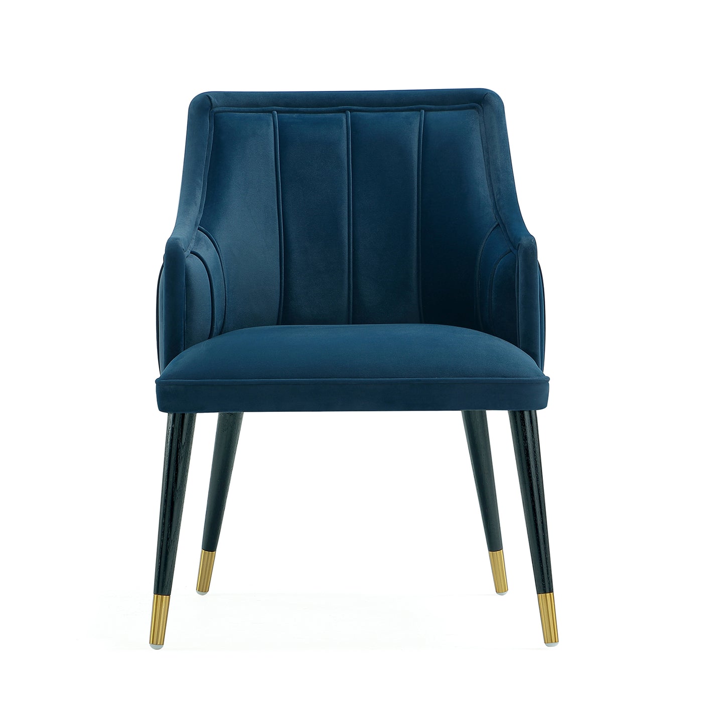 Dark Blue Velvet Dining Chair with Solid Wood Frame for Kitchen Storage