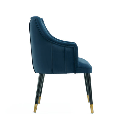 Dark Blue Velvet Dining Chair with Solid Wood Frame for Kitchen Storage