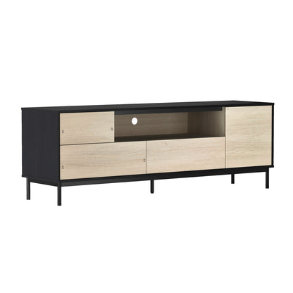 70.9" Black Natural TV Stand with Storage