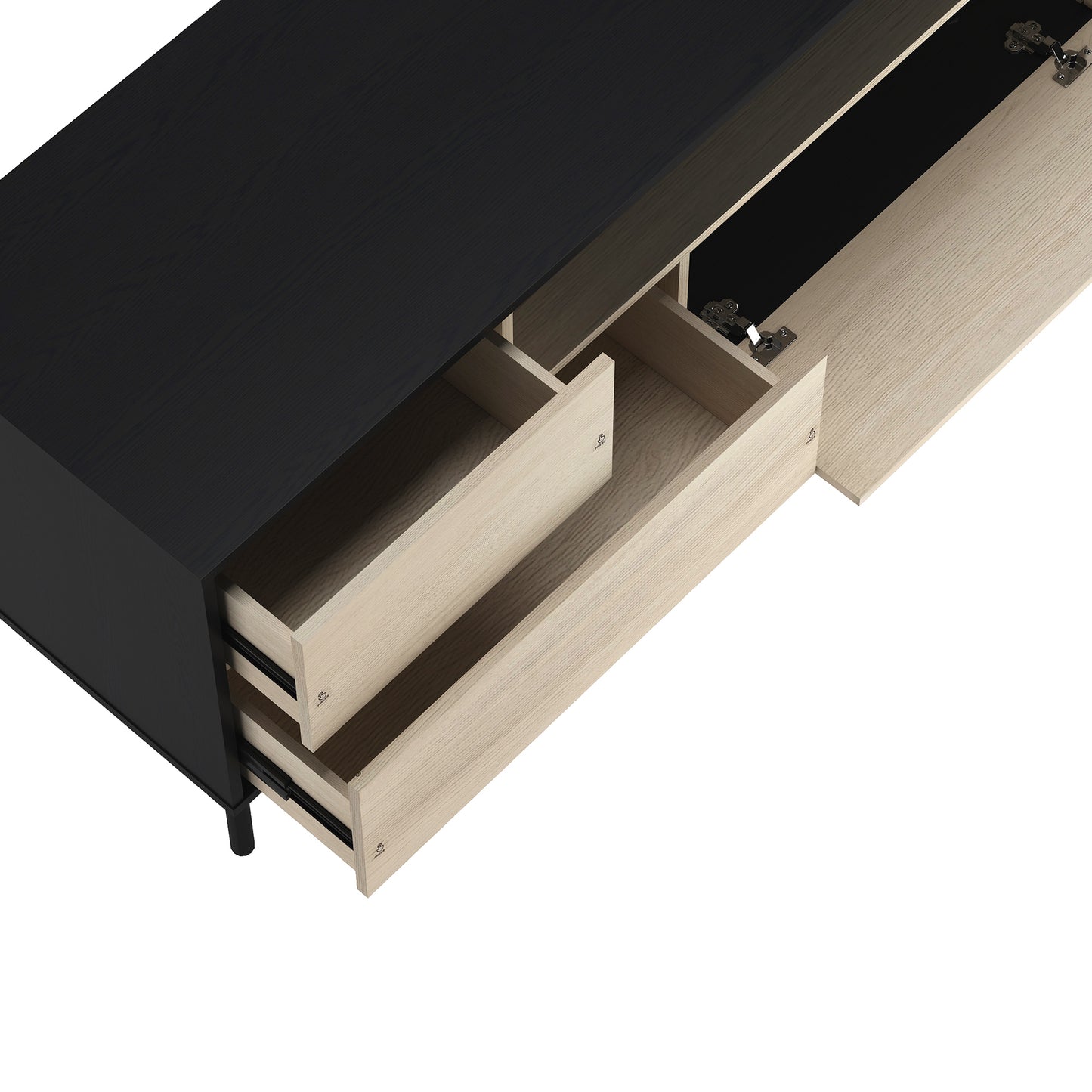 70.9" Black Natural TV Stand with Storage