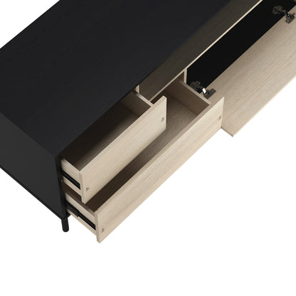 70.9" Black Natural TV Stand with Storage