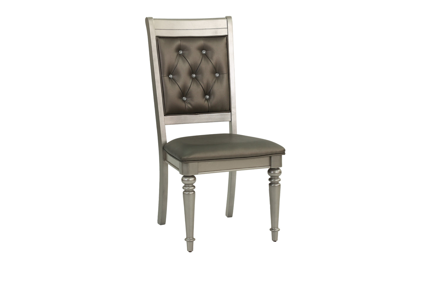 Luxury Silver Accent Tufted Upholstered Chairs Set of 2 Dining Side Chairs